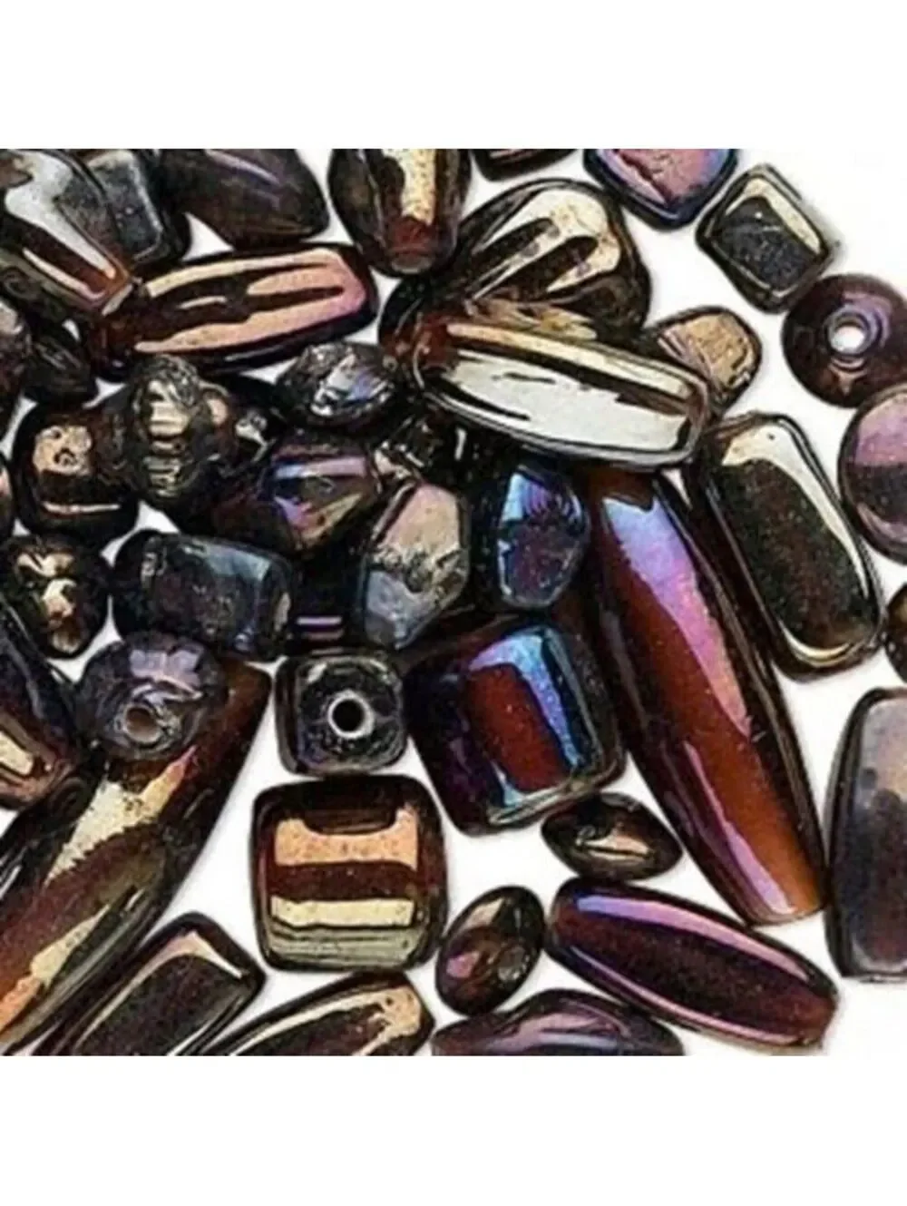 50g Bulk Handcrafted India Lampwork Glass Beads Mix Tortoise Brown Luster